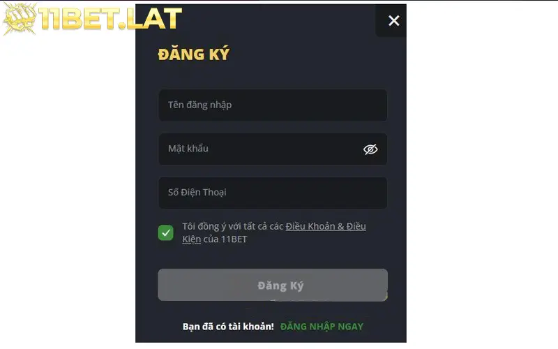 Hướng dẫn đăng ký 11BET trên ứng dụng, app nhà cái.