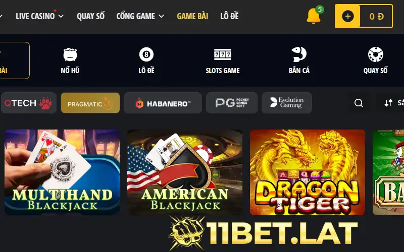 1Bet hợp tác Pragmatic Play cung cấp nhiều game bài đổi thưởng